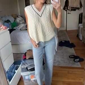 Women's Cream Knit Sweater Vest